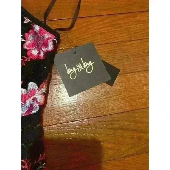 By & By Dress NWT Size 5 Embroidered Floral Print Spaghetti Straps - Picture 3 of 4